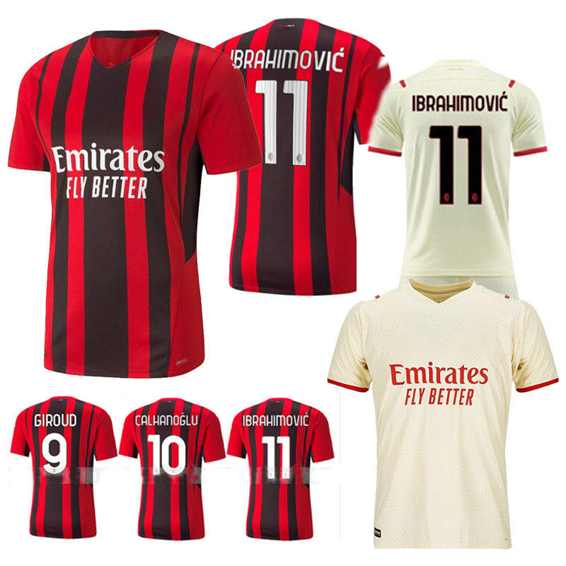 ac米兰球衣21-22新赛季伊布11号22卡卡主场客场男女款儿童足球服