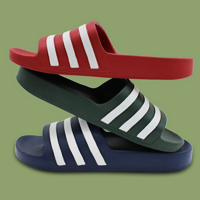 Sports Striped Slippers Female Online Influencer Same Fashion Korean Style Outdoor Beach Shoes Household Four Seasons Sandals for Men