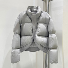 欧洲站鹅绒面包短款羽绒服冬季女款2023年髦洋气厚款保暖外套