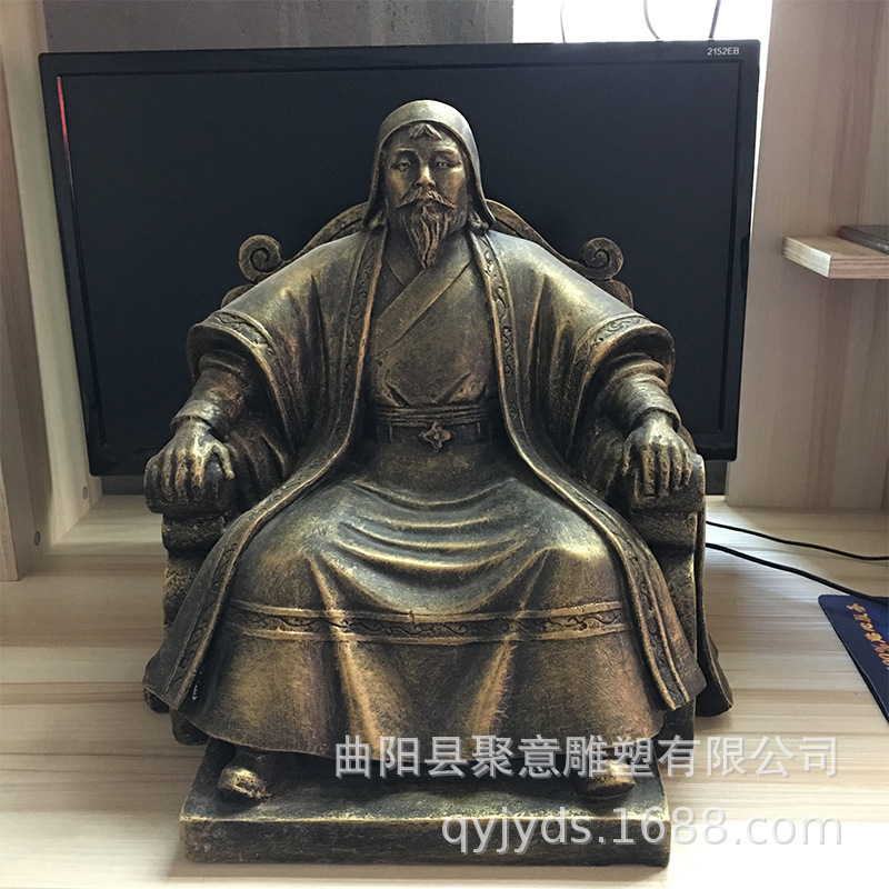 汗坐像雕塑玻璃钢仿铜铸铜名人蒙古可汗铁木真雕像桌面摆件-阿里巴巴