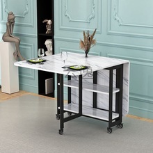 祖轩折叠餐桌家用小户型桌子多功能可移动伸缩带储物简易吃饭桌厨