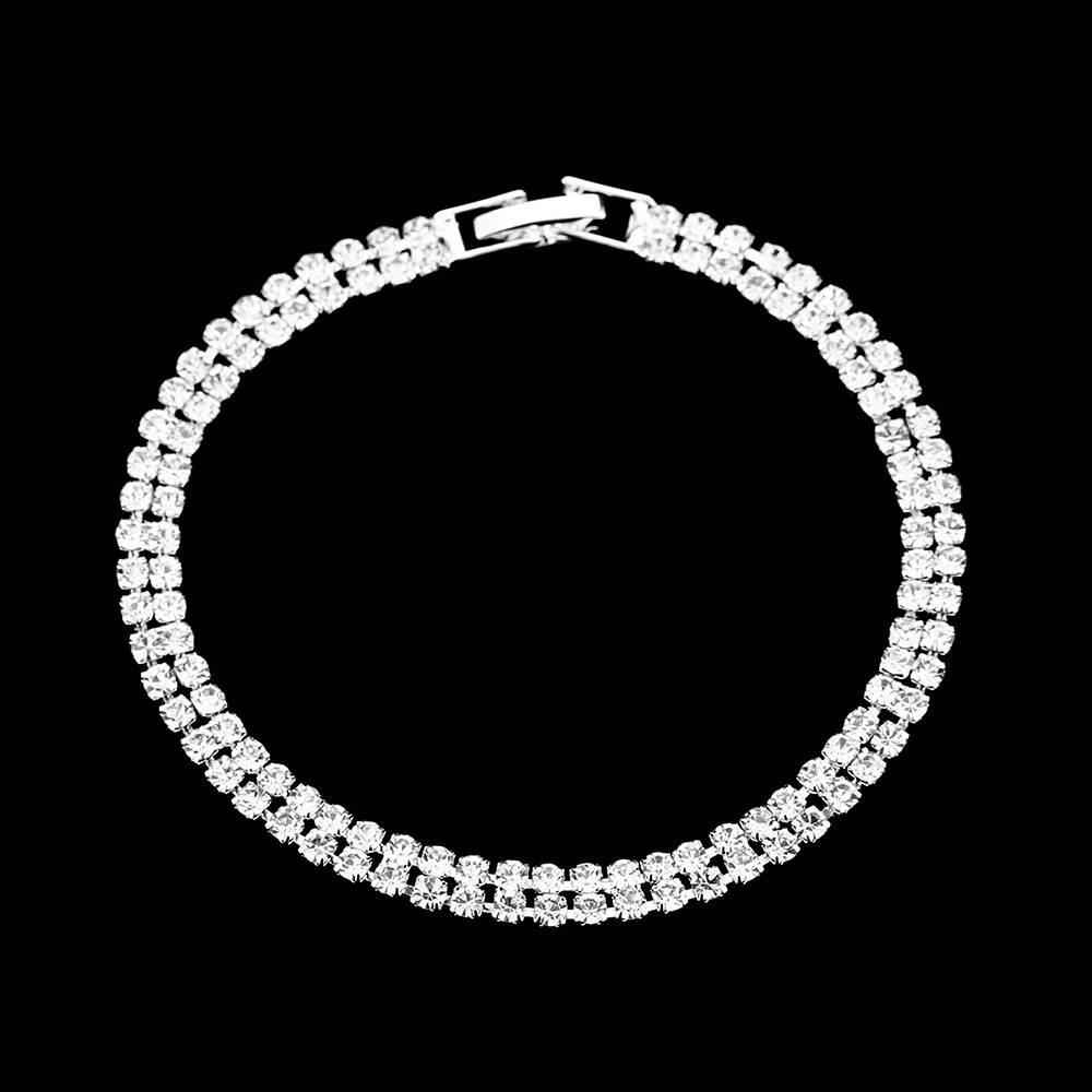 Cross-Border Diamond Drop Earrings Bracelet Earrings Necklace Set Fashion Bridal Wedding Jewelry Three-Piece Set Combination