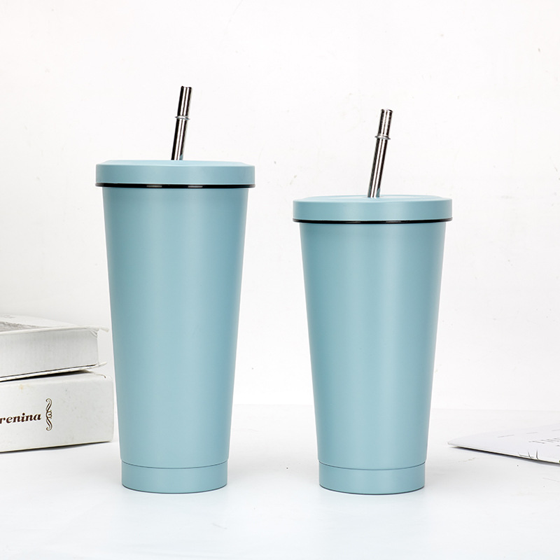 304 Stainless Steel Cup with Straw Fashion Car Portable Coffee Cup Advertising Gift Cup Cross-Border Straw Cup