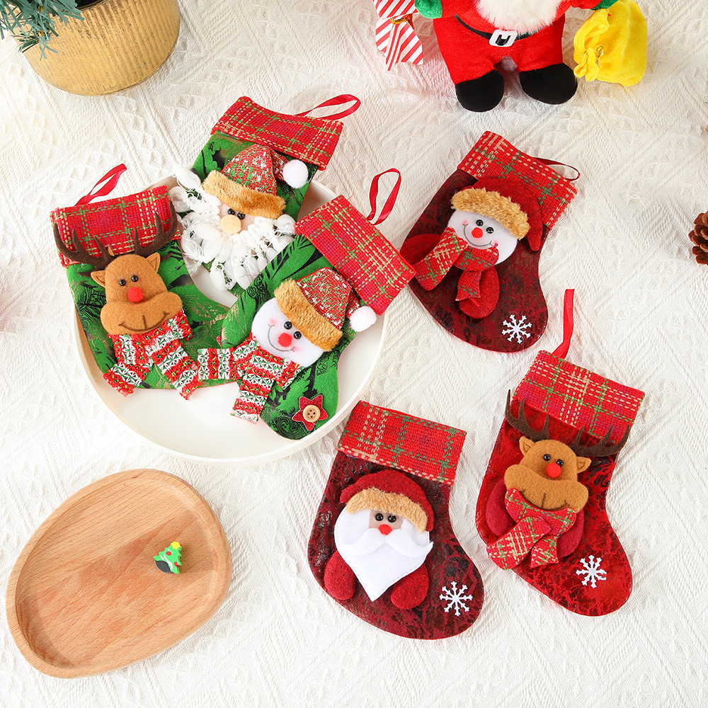跨境圣诞袜子礼品袋卡通圣诞老人 圣诞袜挂件圣诞节糖果袋圣诞袜