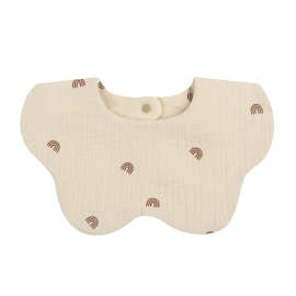 纯棉花瓣口水巾韩系波浪花边围嘴围兜婴儿防吐奶造型正反