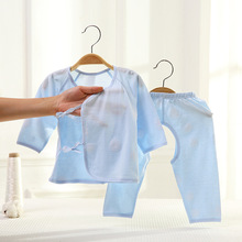 初生婴儿衣服春夏纯棉薄长袖男女宝宝睡衣新生儿和尚服开裆裤套装