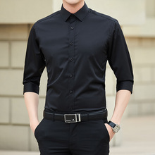 衬衫男七分袖修身韩版男士休闲短袖衬衣潮流帅气半袖夏季中袖寸衫