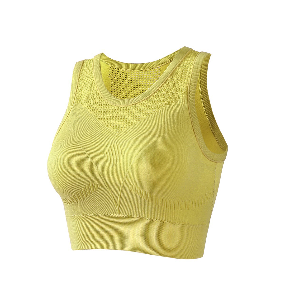 One-Piece Chest Pad Fixed Cup Shockproof Push up Sports Bra Women's Thin Hollow Beauty Back Outer Wear Sports Bra Summer