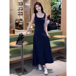 大码黑色无袖背心吊带连衣裙子女夏季新款法式高级感气质超火长裙