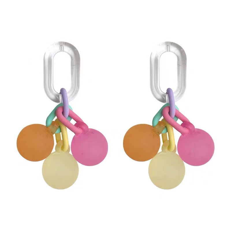 Colorful Bubble Gum ~ Candy-Colored Earrings Long Tassel Fun Ball Earrings Ins Niche Design Earrings for Women