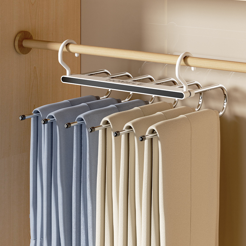 Folding Pant Rack Multi-Functional Pants Hanger Household Pants Clip Wardrobe Built-in Dedicated Storage Traceless Panties Rack Wholesale