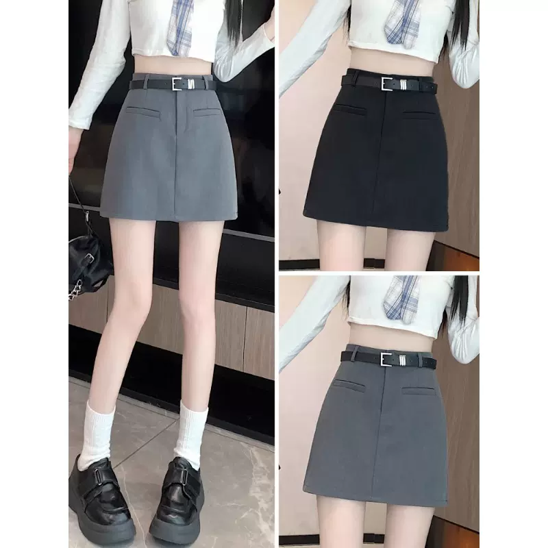 西装短裙半身裙女2024新款春夏高腰显瘦工装小个子a字一步包臀裙