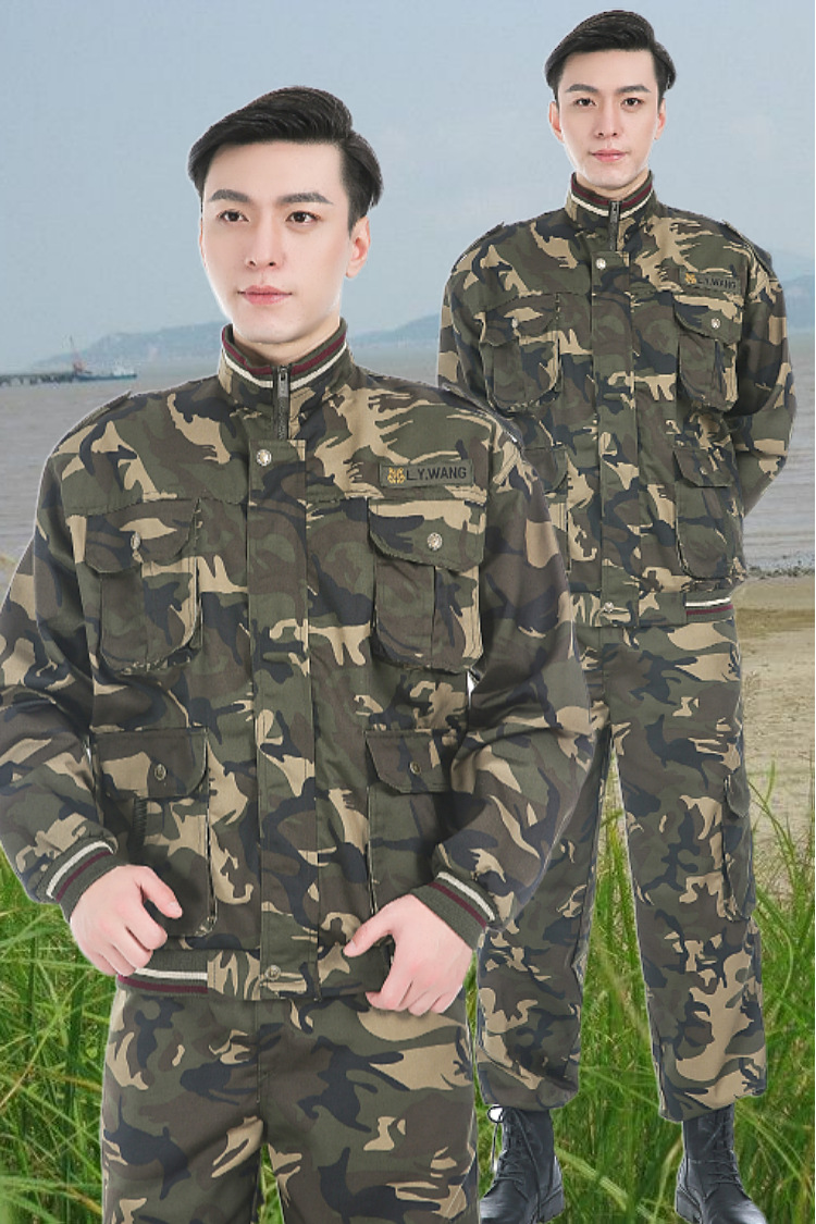 新式迷彩服套装男纯棉连帽户外耐磨加厚民工电焊汽修劳保工作服