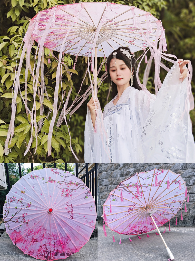 厂家直销油纸伞绸布伞批发古风汉服流苏伞舞台吊顶装饰古典工艺伞