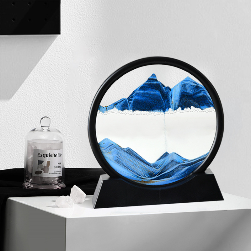 Nordic Creative 3d Glass Quicksand Painting Decoration Home Decorative Sand Clock Living Room Office Decompression Quicksand Painting Decoration
