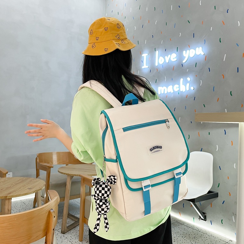 Wholesale 2022 New Junior High School Large Capacity School Bag Korean Style Simple and Casual Schoolbag Trendy Outdoor Backpack