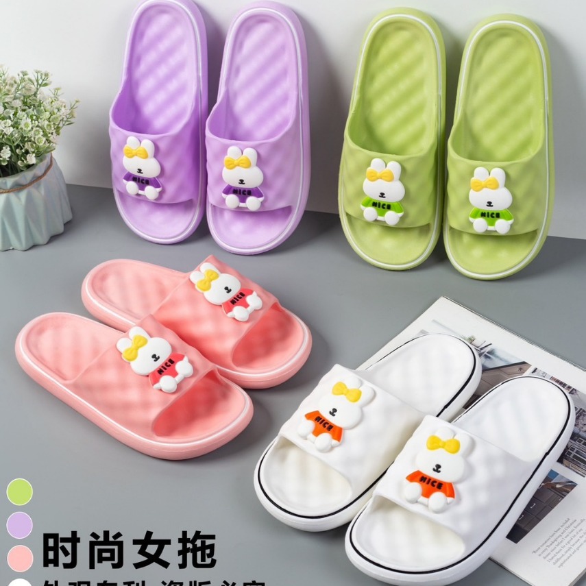 2024年夏季新款时尚女拖滴塑防滑软底可爱兔兔女士家居拖鞋批发