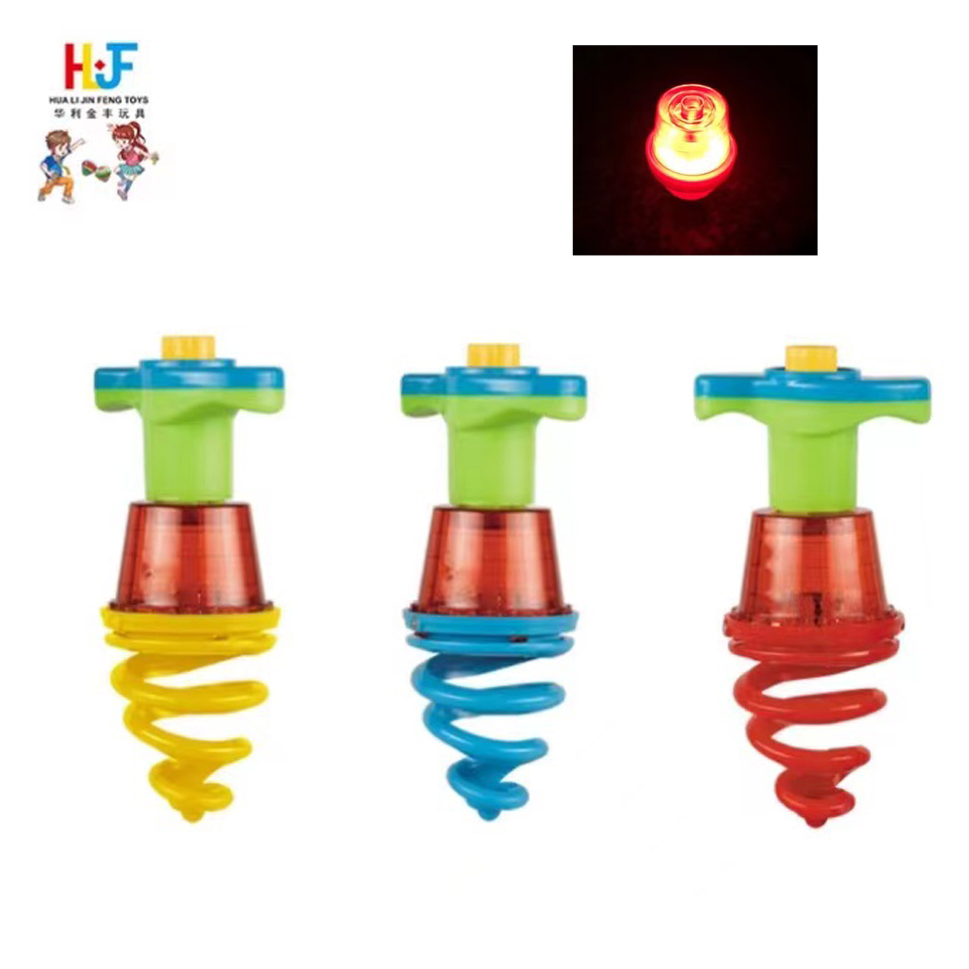 热卖弹跳闪光陀螺配战斗盘创意灯光弹簧发射器对战陀螺盘儿童玩具