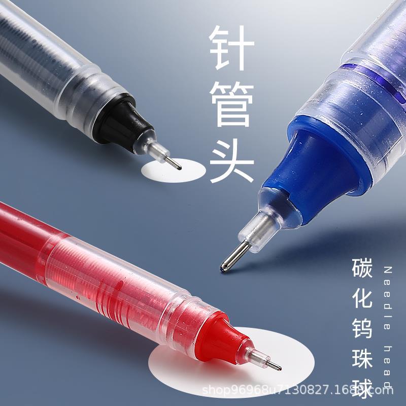 Straight Liquid Ballpoint Pen Quick-Drying Pen Red Blue Black Gel Pen Wholesale Ball Pen Carbon Pen Roller Ball Pen Students' Supplies