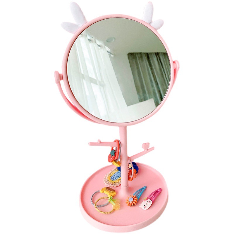 宝宝梳妆便携儿童可爱桌面可女孩发梳女童少女镜子旋转公主化妆镜
