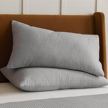 2u软软的纯色绗缝夹棉枕套纯棉砂洗枕芯套枕头套48x74cm一对