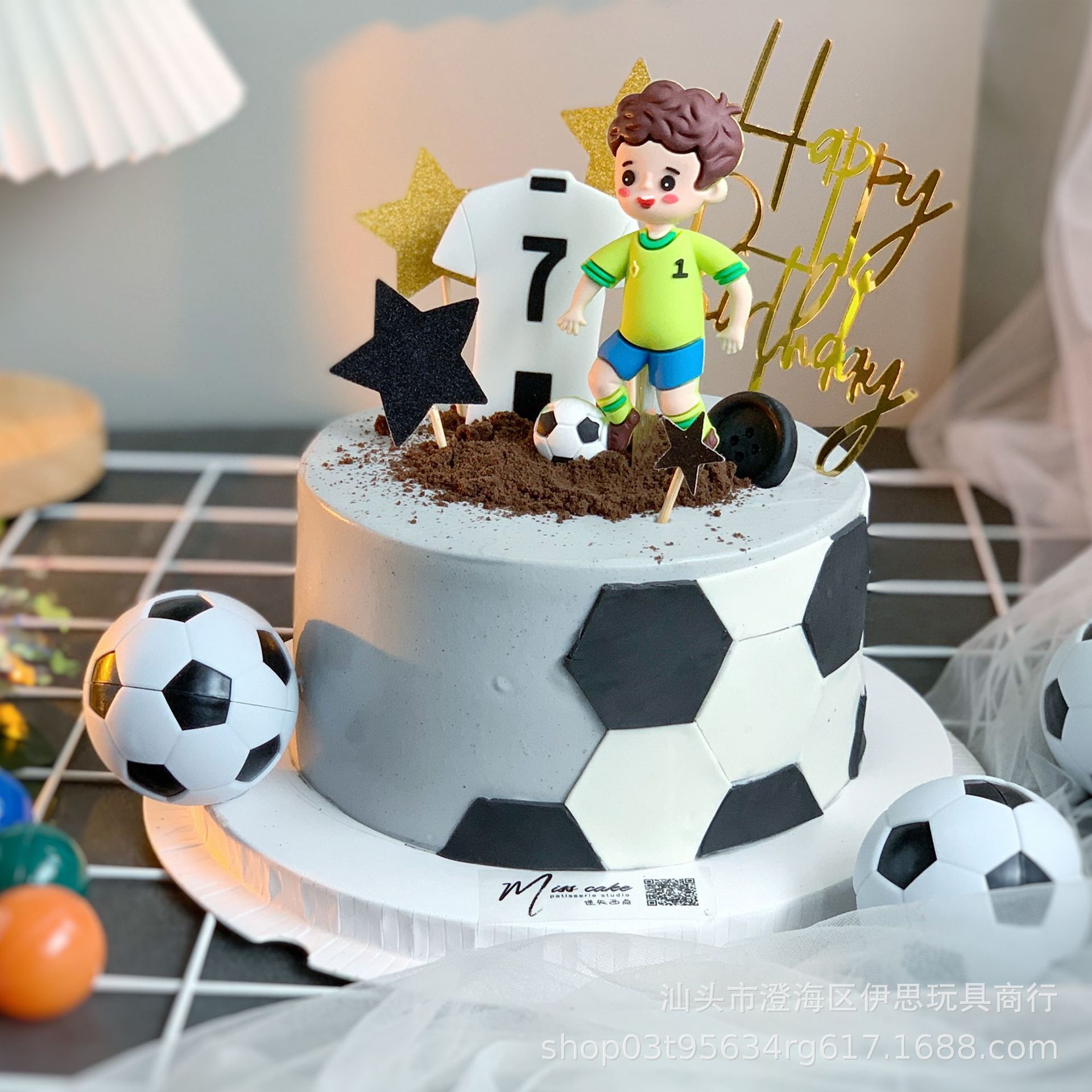 网红篮球小子足球小子蛋糕装饰摆件球衣小男孩儿童节生日摆件