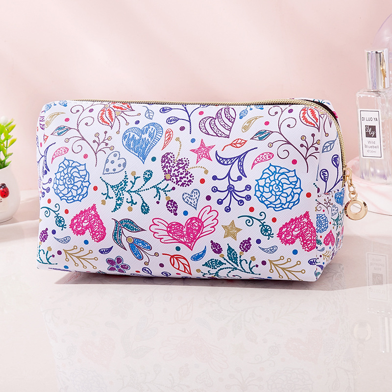 Large Capacity Storage Cosmetic Bag Portable Travel Portable Toiletry Bag Waterproof Thickened Pu Leather Printed Clutch Manufacturer