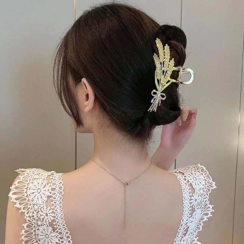 Big Wheat High Sense Barrettes Back Head Updo Hair Claw Female Hairpin Summer Large Size Elegant Shark Clip Hairware