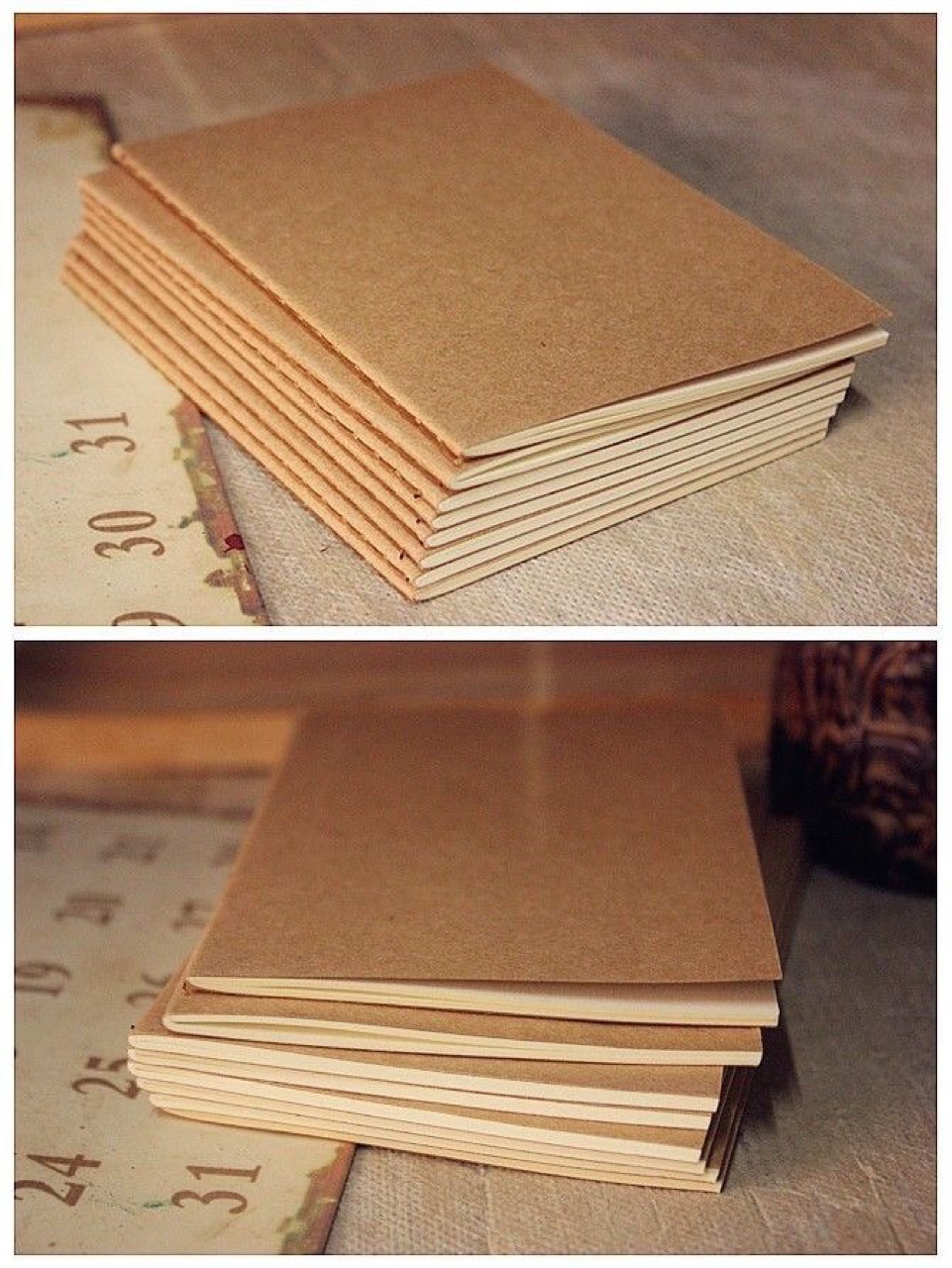 新款牛皮纸a5车线本错题记事本复古无线胶装记录本可加印logo