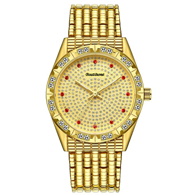 源头工厂瑞士品牌满天星时尚镶钻夜光表防水钢带礼品石英手表批发