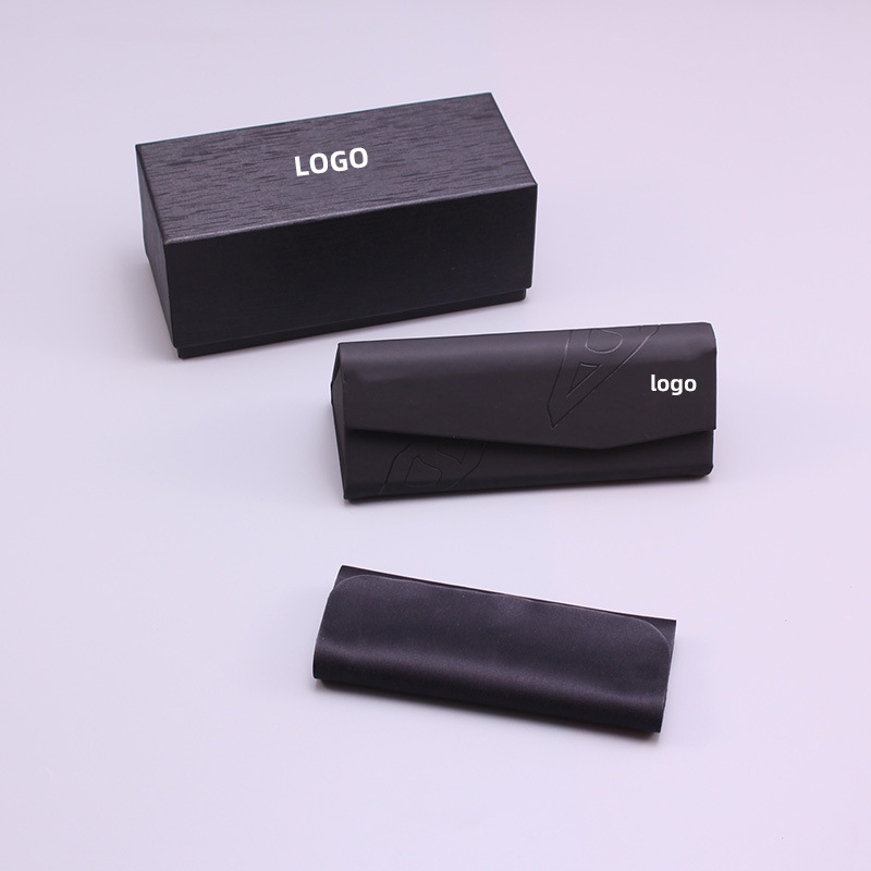 新款黑色磨砂皮质 木九十三角折叠眼镜盒钱包盒高档太阳镜盒现货