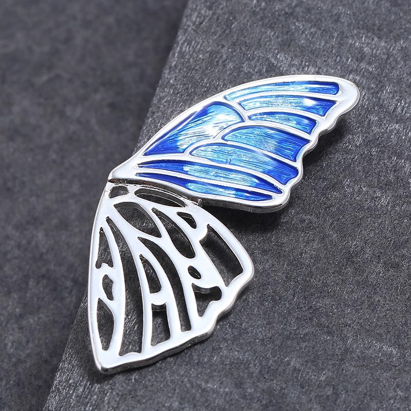 Classical Enamel Butterfly Wings Brooch High-End Female Fashion Wardrobe Malfunction Avoiding Pin Simple Elegant Corsage Ornament