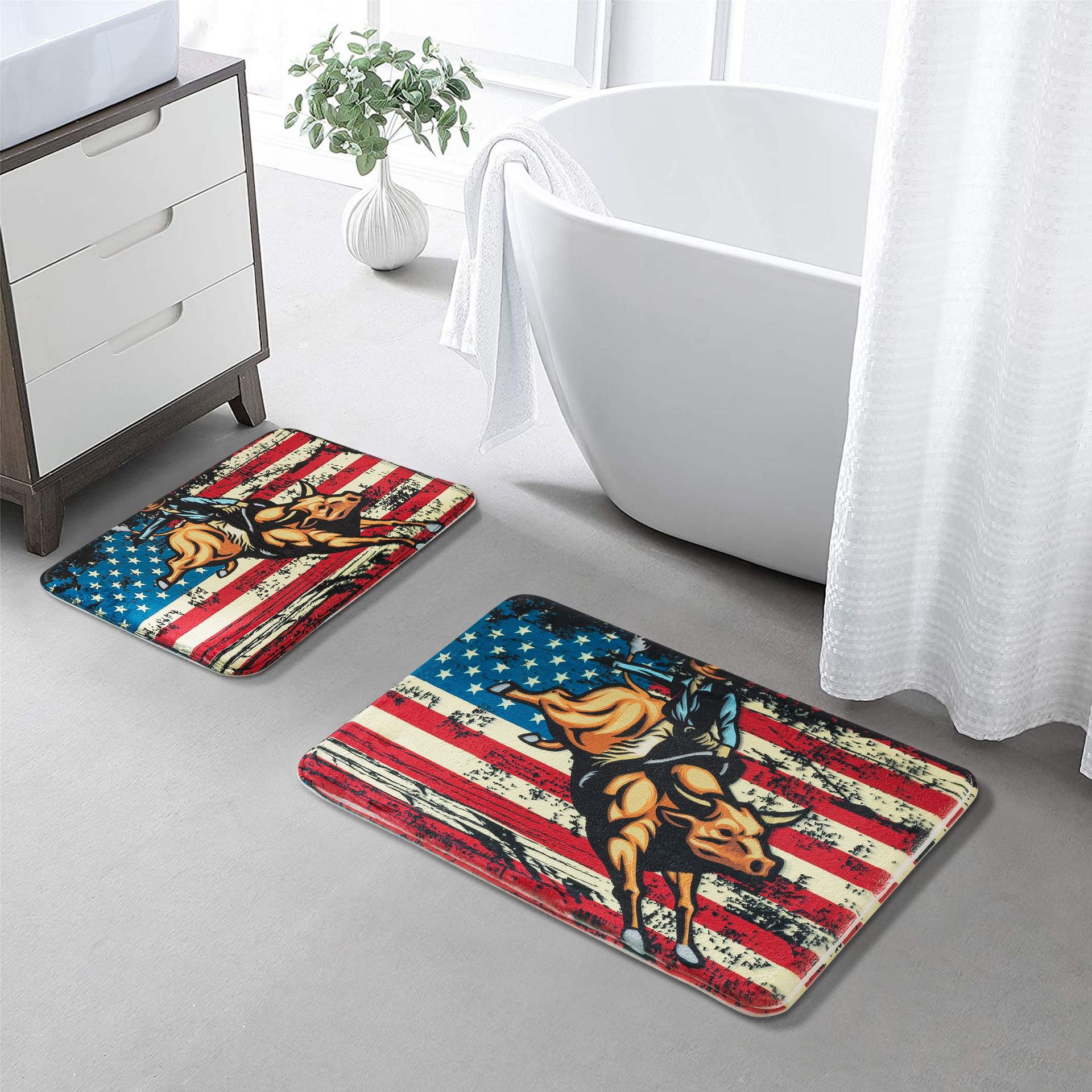 Cross-Border Amazon Printing Custom Flannel Printed Mat Nordic Luxury Water-Absorbing Non-Slip Mat Home Bathroom Mat