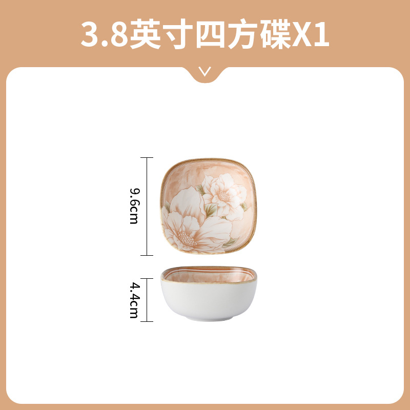 Nordic Camellia Trending on TikTok Fast Hand Ceramic Bowl and Dish Wholesale Retro Good-looking Plate Homemade Underglaze Bowl