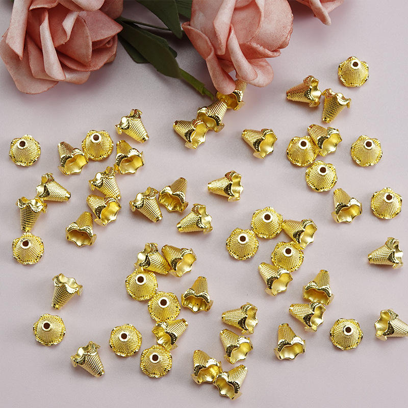 定制12*12mm喇叭帽 电镀服饰配件散珠 diy手工串珠材料直孔珠子