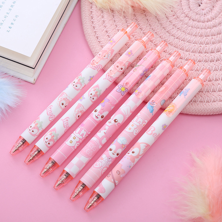 粉色ins少女心按压中性笔 玲娜贝儿按动笔可爱学生水笔办公签字笔