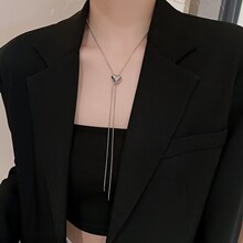 FUXIN   韩版爱心项链女2023新款小众设计高级流苏锁骨链轻奢颈链