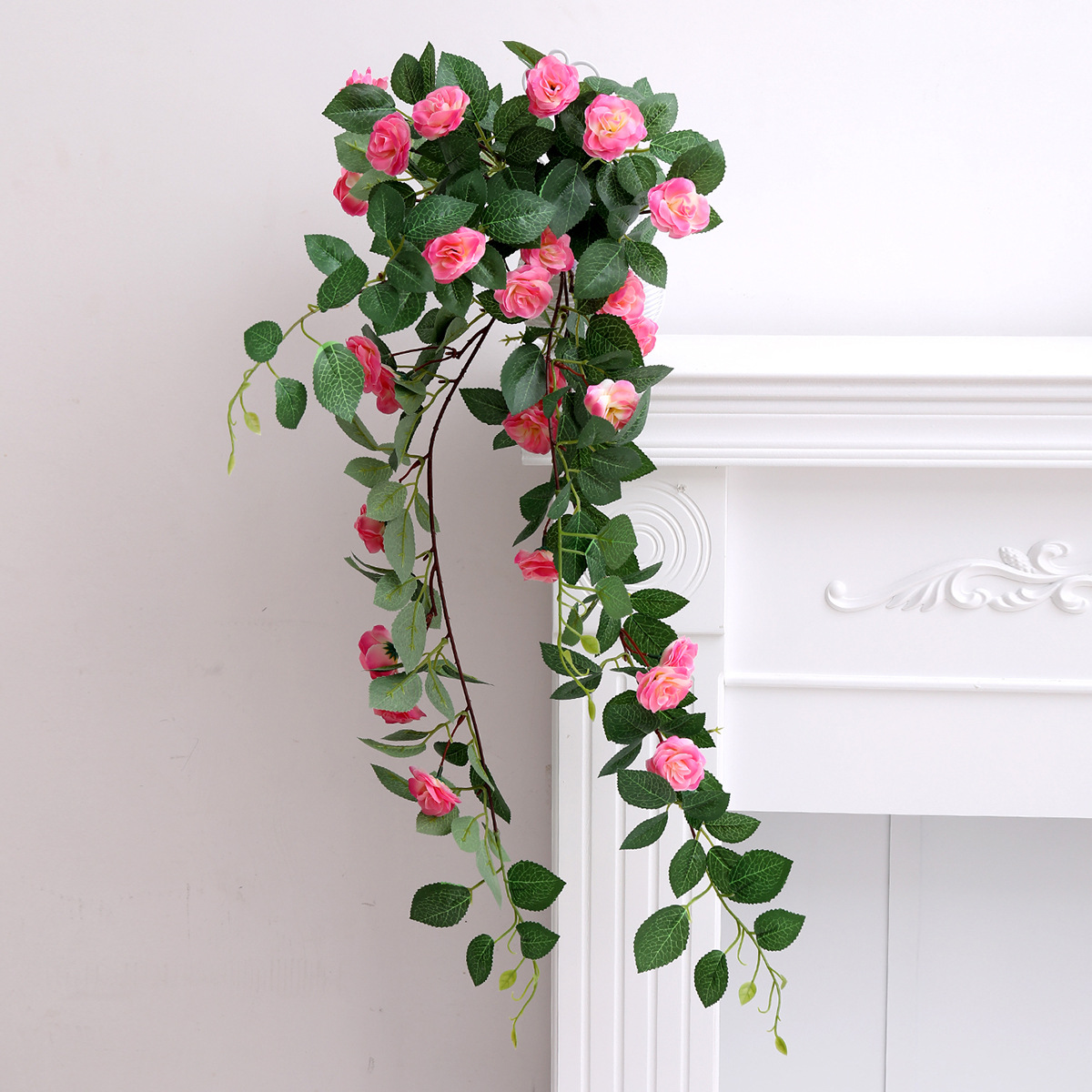 Simulation Rose Wall Hanging Home Wedding Wall Decoration Basket Flower Simulation Plant Flower Vine Fake Flower Strip Wholesale