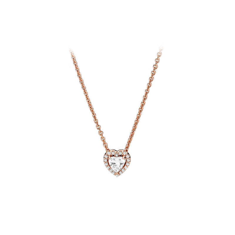 Jinbifu Pandora S925 Silver Rose Gold Classic Elegant Necklace Set Fashionable Simple Clavicle Chain Necklace