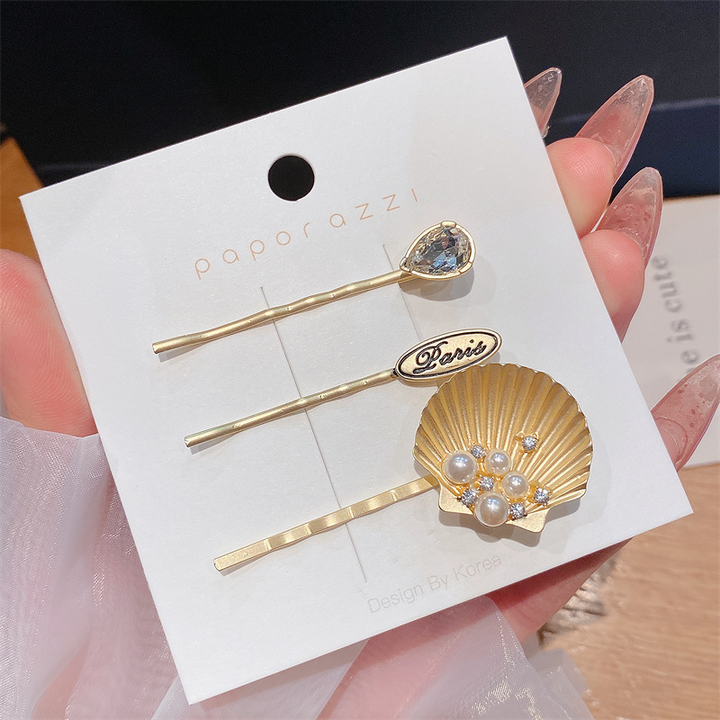 Scallop Pearl Bobby Pin Suit All-Match Barrettes Female Personality Head Clip Fringe Clip Side Clip Side Clip Fashion