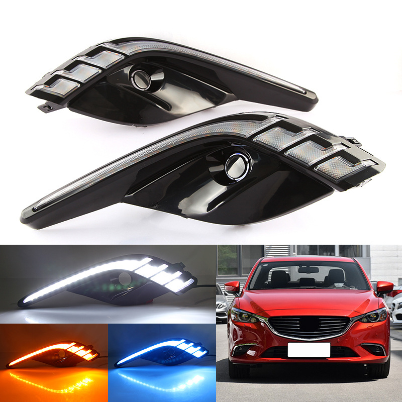 mihaz适用17-19马自达阿特兹3色日行灯流光转向灯汽车改装led雾灯