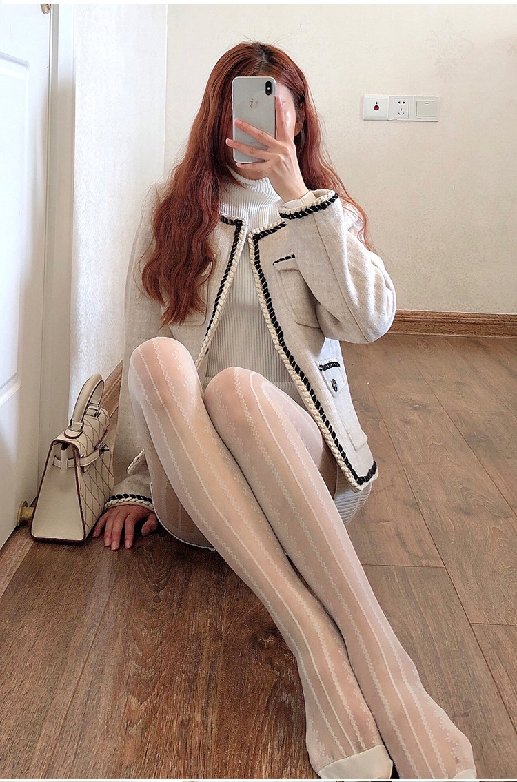 日系白色丝袜春夏季超薄jk洛丽塔蕾丝奶白色连裤袜女性感黑色丝袜