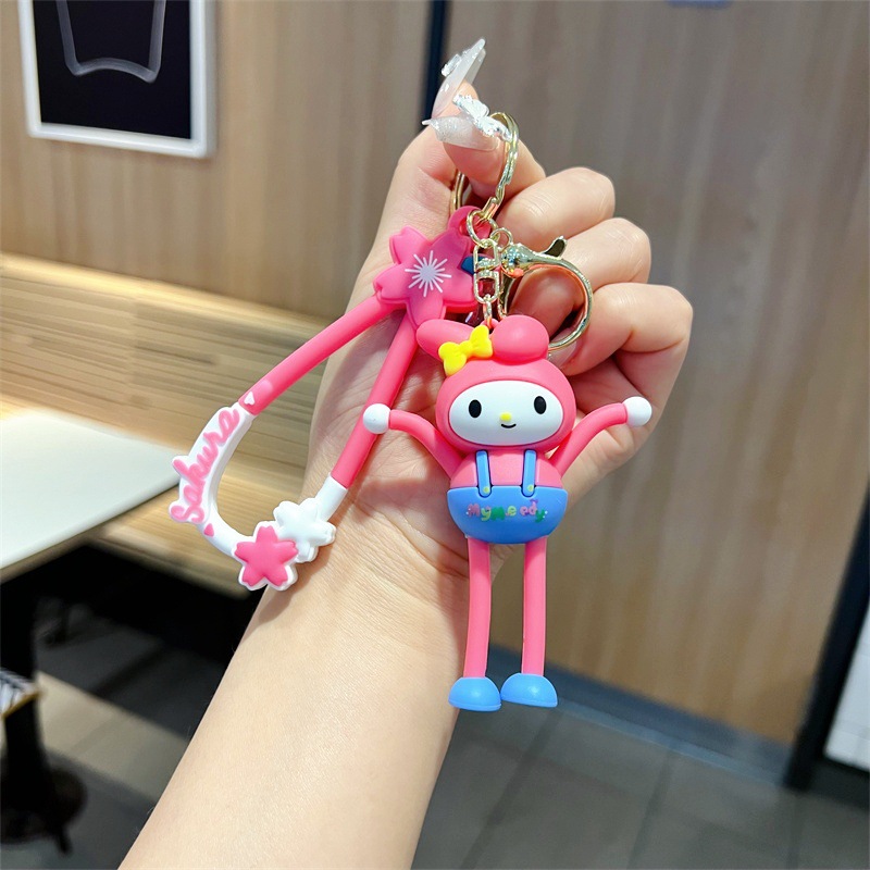 Creative Cartoon Pull Clow M Keychain Cute Pull Melody Big Ear Dog Key Chain Men's and Women's Handbags Pendant