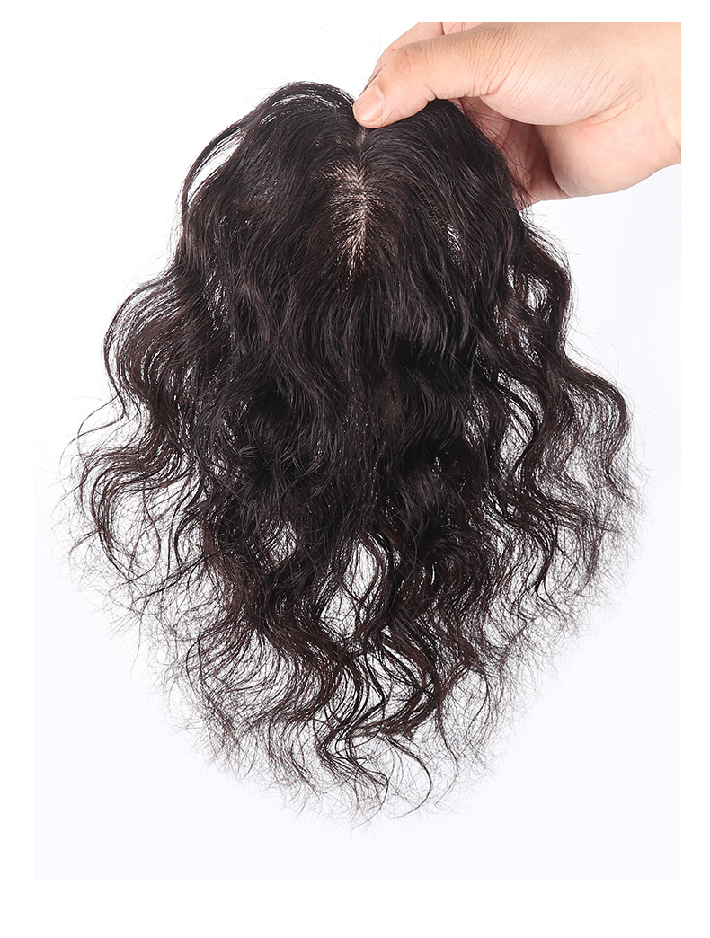 假发片头顶补发块女短卷发片真发丝小卷发发片遮白发发片工厂现货