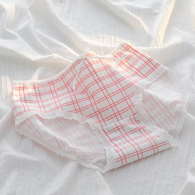 Japanese Style Soft Girl Underwear Love Adorable Rabbit Printed Underwear Women's Cotton Crotch Mid Waist Classic Girl Briefs