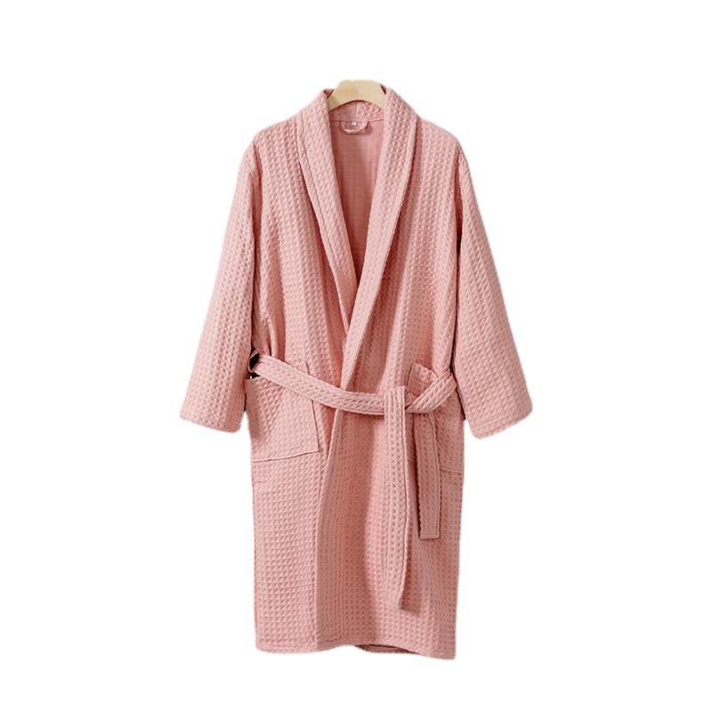 Japanese Style Cotton Thicken and Lengthen Waffle Cotton Gauze Bathrobe Hotel Homestay Pure Cotton Pajamas