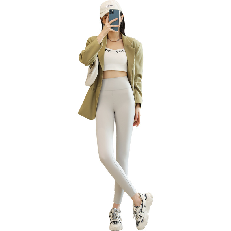 Coffee Color Shark Pants Women's Outer Wear Spring and Summer Thin Skinny Slimming Leggings Belly Contracting Hip Lifting Yoga Weight Loss Pants