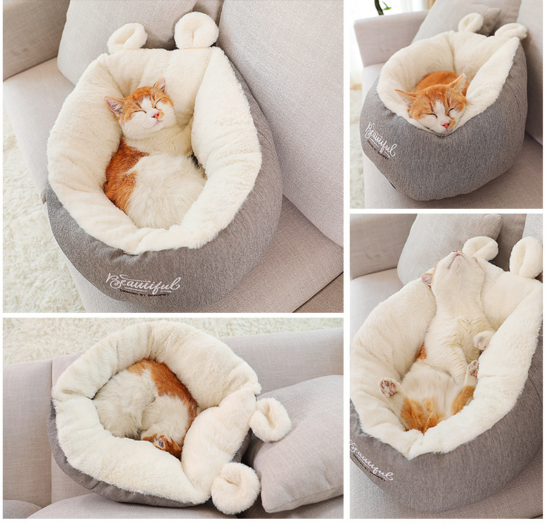 Factory Direct Sales Cat Nest Cute Creative Trending Ears Cat House Pet Bed Winter Warm Cat Mattress