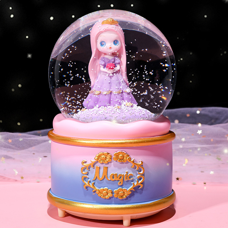 梦幻少女公主水晶球音乐盒八音盒摆件小女孩六一儿童节生日礼物