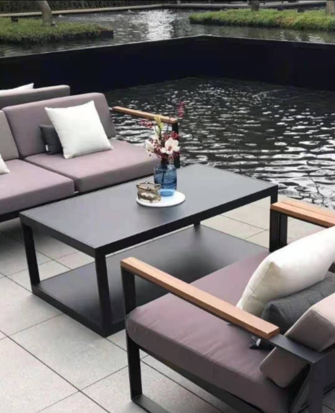 户外不锈钢沙发园林景观卡座露天庭院别墅房地产酒店门口休闲沙发